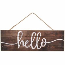 Rustic Wooden Slat Hello Sign - 15" x 5", Front Door Decor, Patio, Wreath