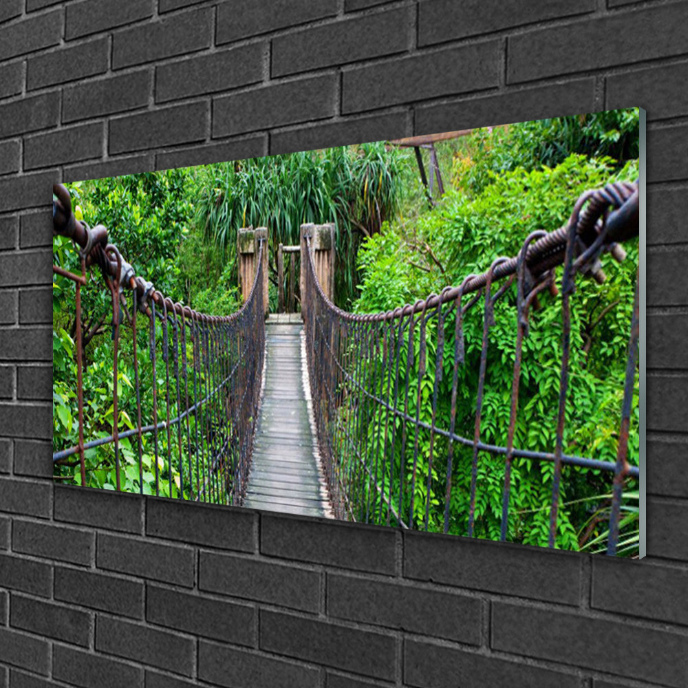 Tableau sur verre Tulup 100x50 cm avec impression de pont et arbres pour décoration murale