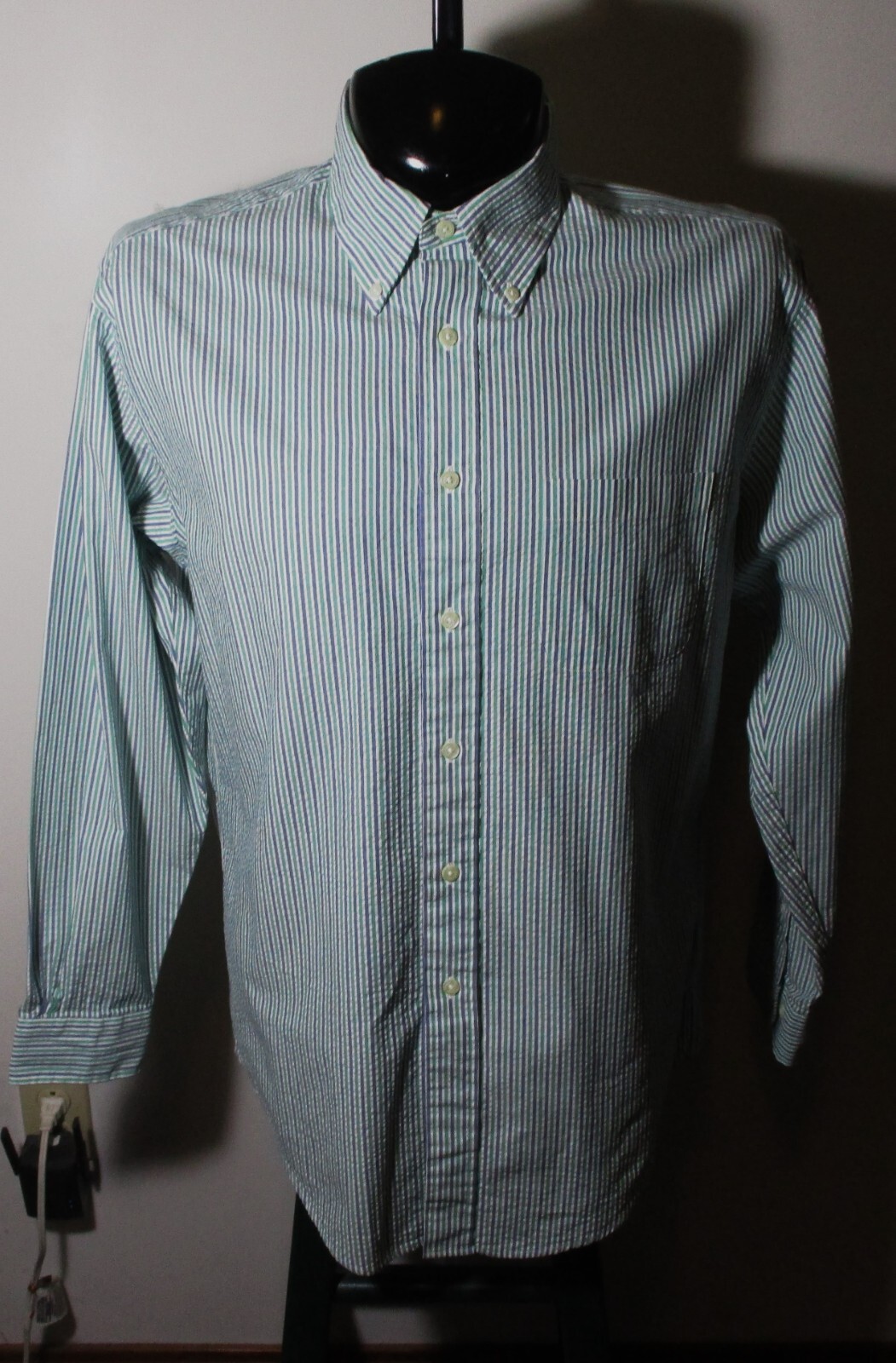 BROOKS BROTHERS Green Striped Long Sleeve Shirt Men's Size M NWOT
