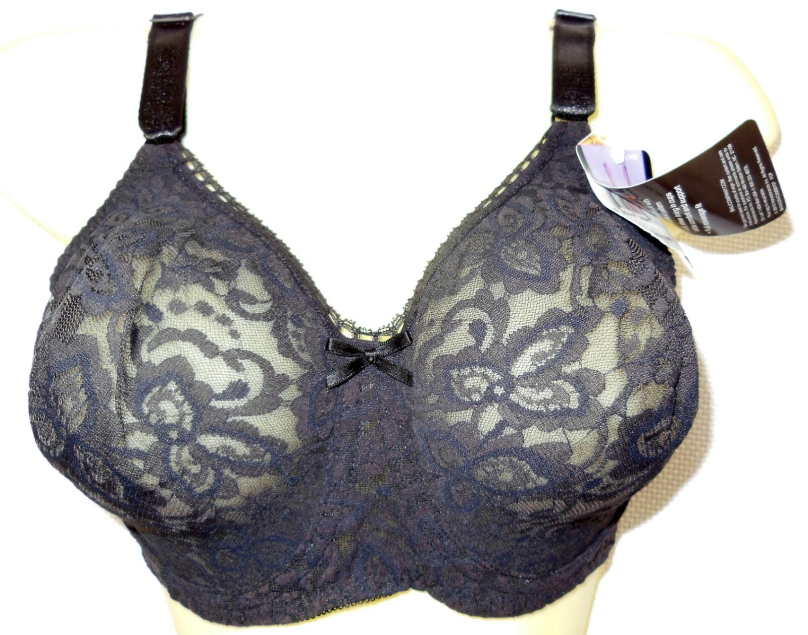 Bali 3432 Black NWT 34DD Comfort Lace and Smooth Seamless Underwire Bra