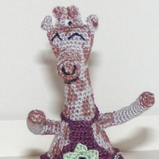 Giraffe,6"Tall, Posable Arms, Purple Jumper, Small, Collectable