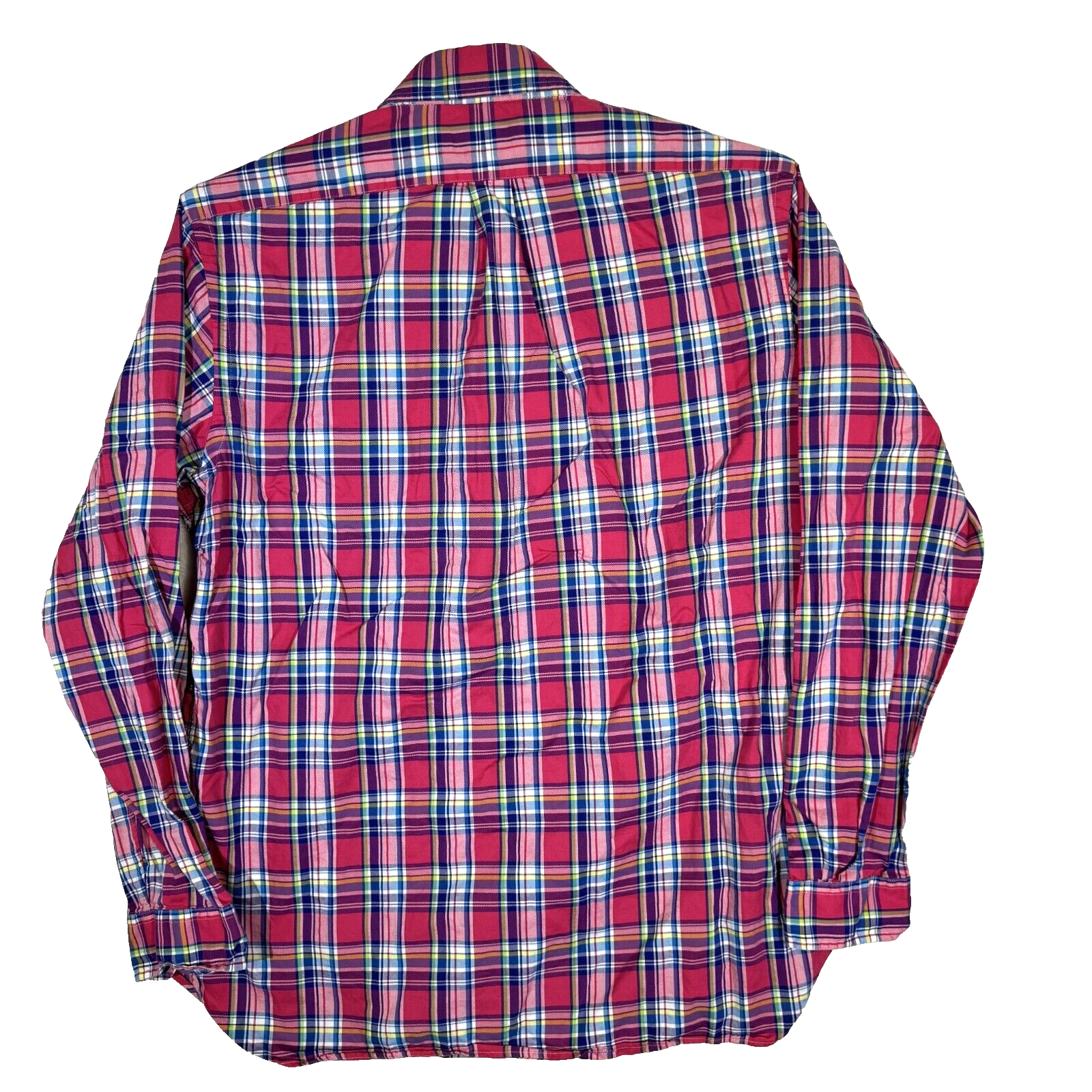 PONY Camicia uomo Ralph Lauren grande rosa scuro a quadri 100% cotone con bottoni M919