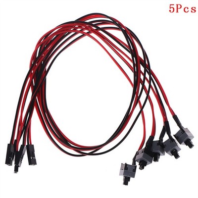 5x 50cm Power Switch Cable For Computer Cases Automatically Reset Push Button US
