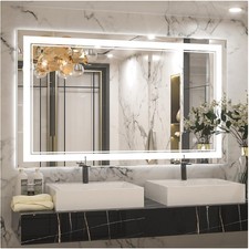 Frameless 40x24 Inch Backlit Bathroom Mirror - HD Tempered Glass  Touch Sensor