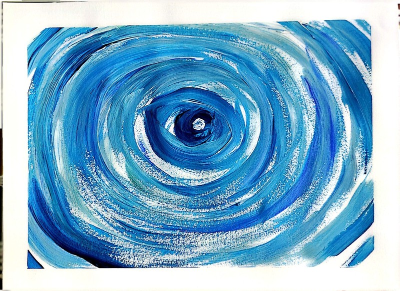 Blue Whirlpool Contemporary  Expressionist Original Acrylic Painting 9x12 Paper