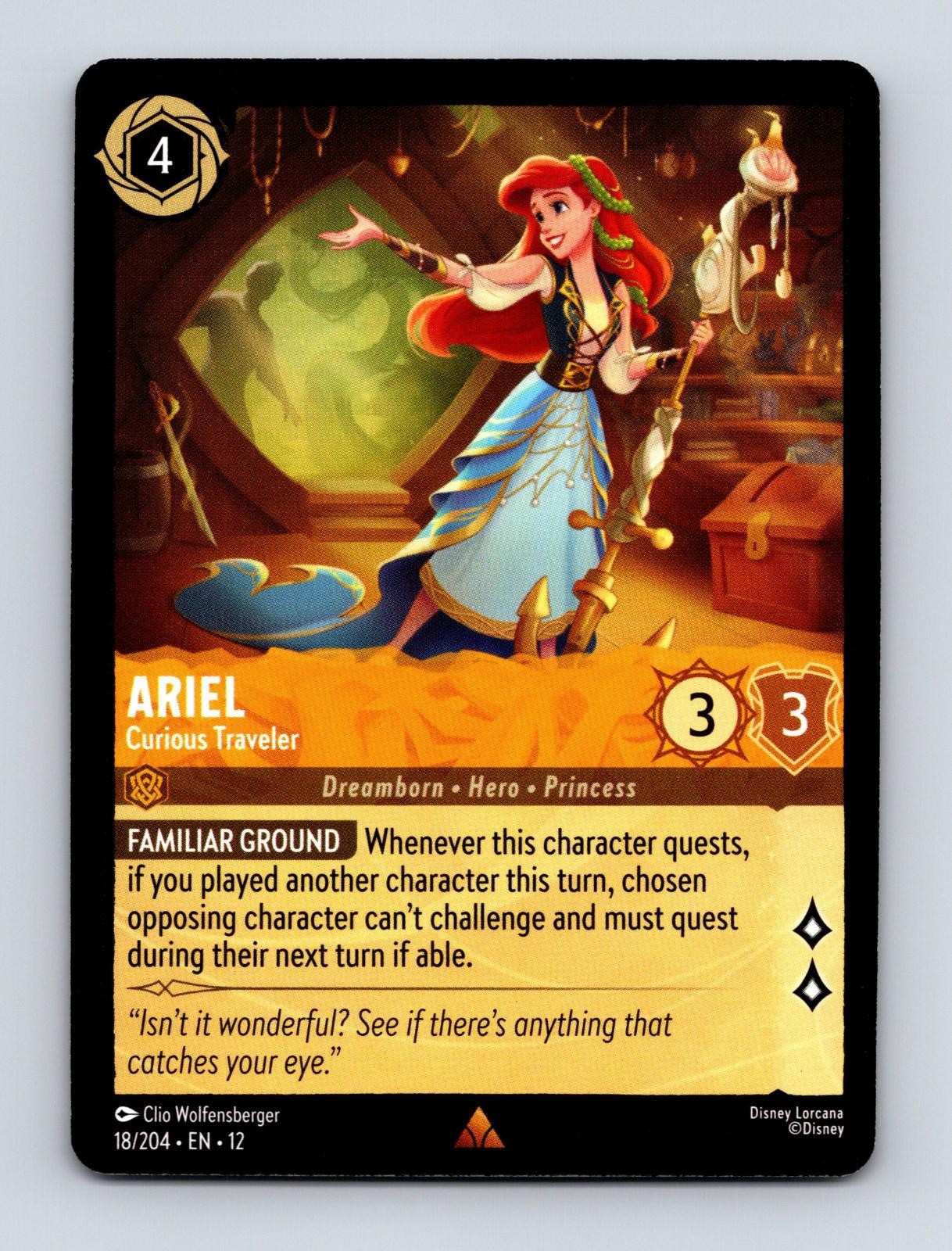 ARIEL - CURIOUS TRAVELER 18/204 RARE WILDS UNKNOWN LORCANA NM