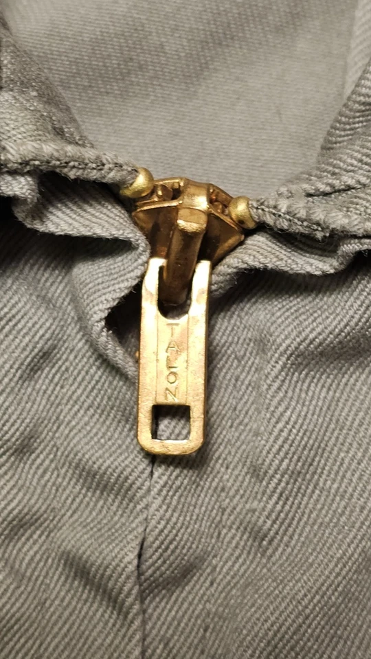 复古 20 世纪 60 年代 LEE Chtopa 斜纹夹克 42 长罕见 Union Made TALON Sanforized — 第 3/4 张图片