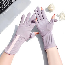 Summer Sunscreen Gloves Women Thin Ice Silk Anti-Ultraviolet Dew Finger Touch Sc