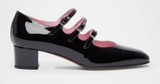 Carel Kina Black Patent Leather Mary Jane Trio Pumps Women's