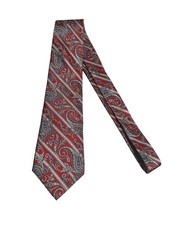 Christian Dior Mens Tie Red Paisley Bandanna Print All Silk Made In USA