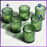 Teelichthalter Glas Gerippt 12 StüCk GrüN TischaufsäTze Deko Weihnachten