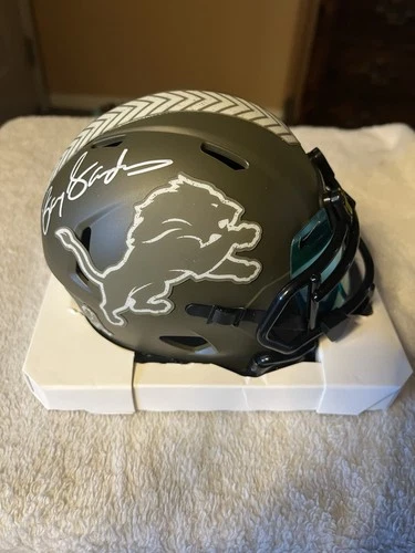 Barry Sanders Signed Lions Salute to Service Riddell Speed Mini Helmet -(SS COA)