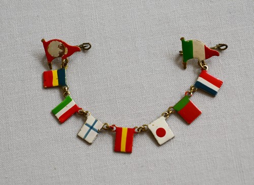 Antique WWII Nations Flags Sweetheart Victory Brooch Victory Pin Enamel