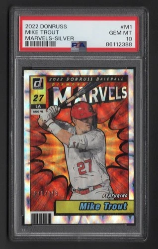 2022 Panini Donruss Marvels MIKE TROUT  Silver Prizm SP #40/349 PSA 10