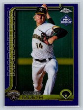 2025 Topps Chrome Pro Debut Zander Mueth Purple Refractor 14/125 JERSEY MATCH