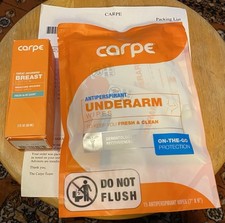 Carpe BUNDLE x2 Sweat Absorbing BREAST LOTION Antiperspirant UNDERARM WIPES
