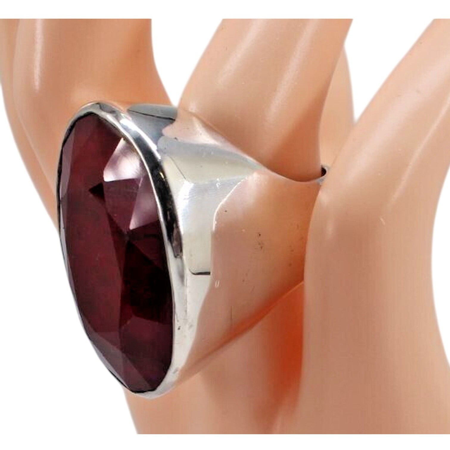 Chunky Red Ruby 925 Sterling Silver Ring • Brutal… - image 3