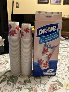 NEW Dixie Bath Cups 5oz  100 Ct  Blooms POPPY Flower Y2K 2009 NOS W/box Bathroom