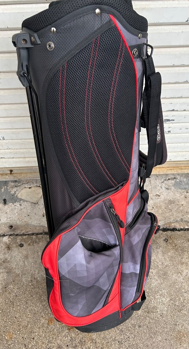 Ogio Shredder Charcoal/Black/Red Carry Stand Bag w/ 6 Way Club