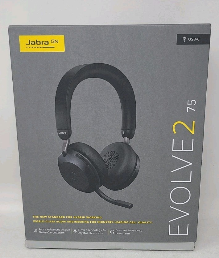 Jabra Evolve2 75 Wireless Headset - Black, USB-C, UC Compatibility