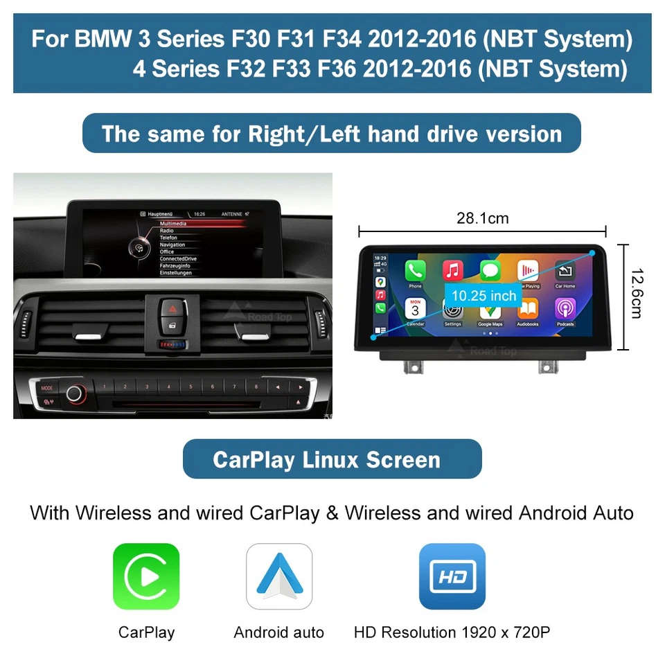 Pantalla táctil CarPlay Linux para BMW Serie 3 4 F30 F31 F32 F33 F34 F36 2012-2016 Foto 2 de 4