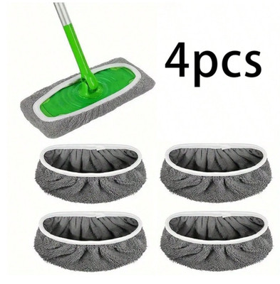 4 Stück, Wiederverwendbare Wischpads 4er Pack Waschbar Flach Mop Tuch für Nass & Trockenreinigung*