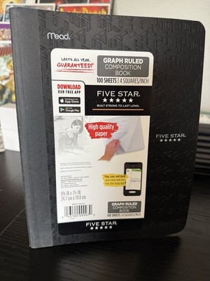 Five Star Graph Ruled Composition Book 100 Sheets Assorted Colors New