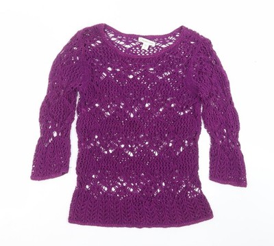 Coldwater Creek Damen lila geometrisches Strickpullover Pullover Größe 8