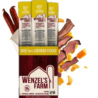 Wenzel s Farm Beef with Cheddar Sticks  Snack Sticks   Flavorful, Naturally S...