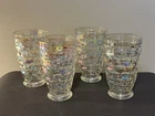 Set of 4 Iridescent Federal Glass Yorktown Colonial Thumbprint Glasses Vintage