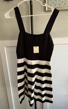 Trina Turk Black & Ivory Striped Knit Sweater Dress – Size M – New