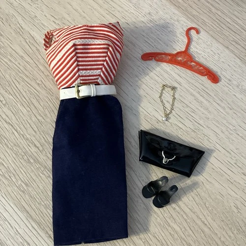 Vintage Barbie Fashion 918 Cruise Stripes COMPLETE Set W HTF Belt & Extras MINTY