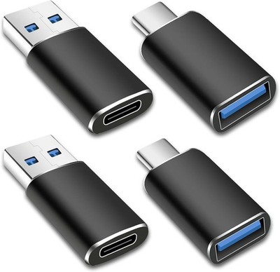 SheraF 4 Pack USB to C OTG Adapter, 2Pack Type C Female A Male Black