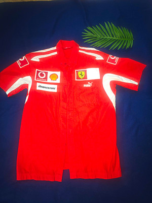 PUMA Scuderia Ferrari F1 Racing Team Shirt Men s M Red Shell Bridgestone