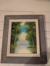 Vintage Hand painted Original Oil On Board Landscape 13x15 Signed 