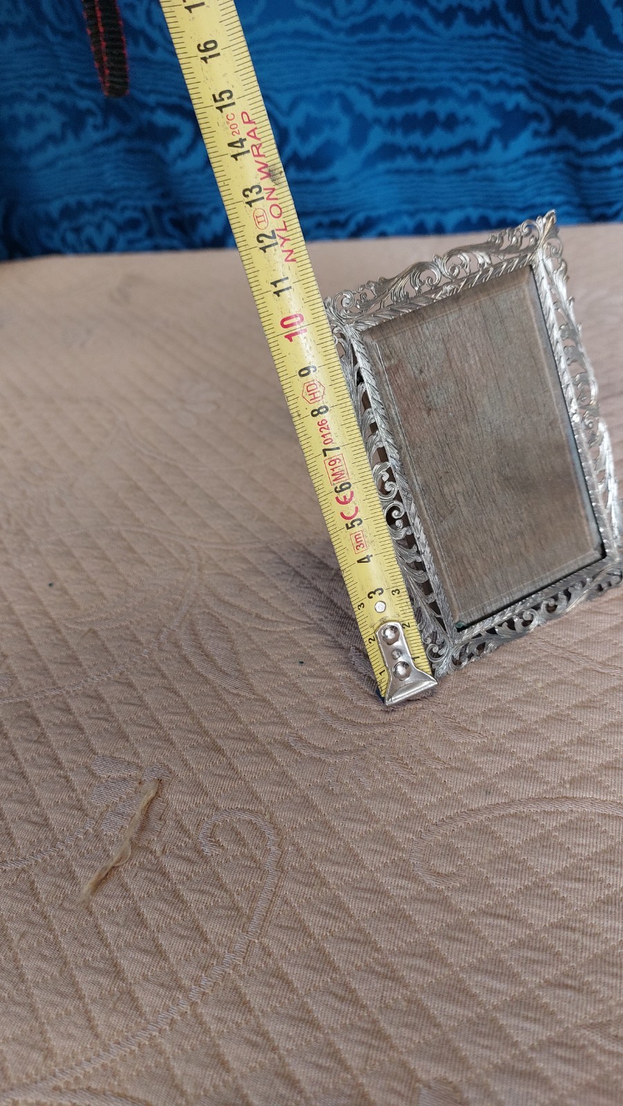 Antique Perforated and Engraved Silver Photo Frame With Ground Glass 