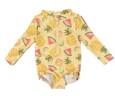 NEW Baby Girl Simple Joys Carters Long Sleeve Yellow Fruit Swimsuit 6M Rashguard