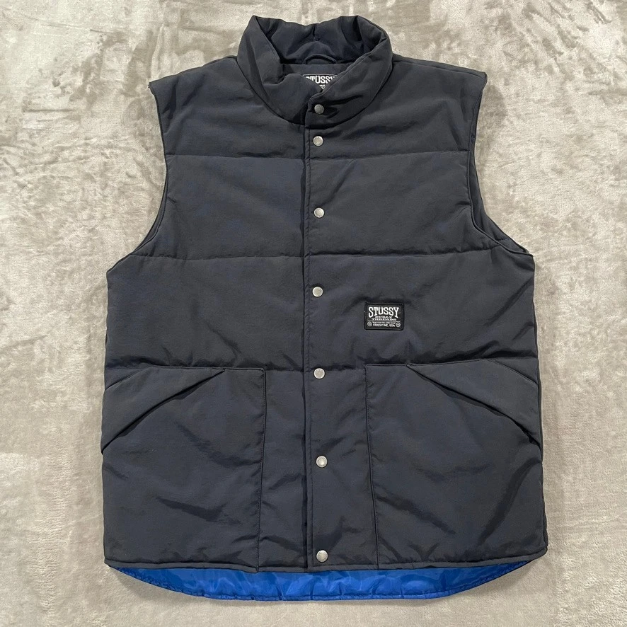 Stussy Vest Mens 2XL Blue Nylon Outdoors Streetwear Skater Burly Threads