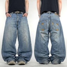 Vintage y2k rare embroidered distressed baggy wide leg skater jeans