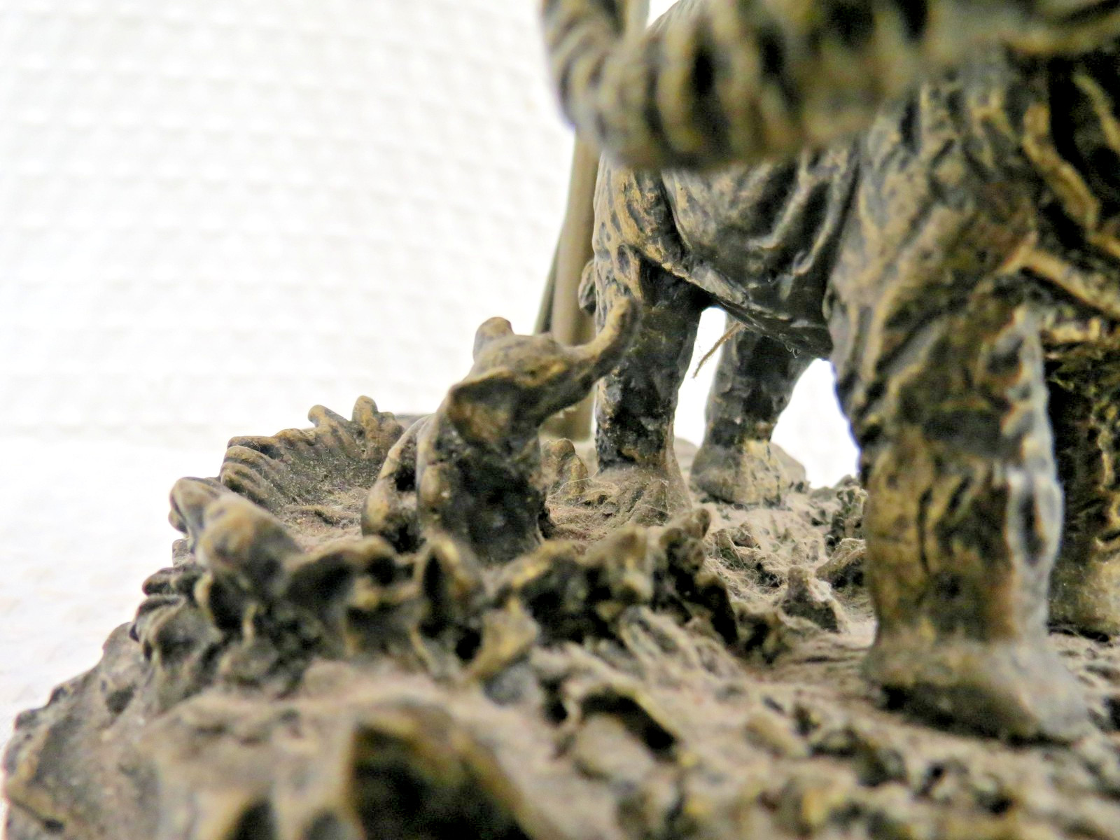 Elephant Table Lamp Bronze Tone Base Glass Flower Shade Safari Decor Animal