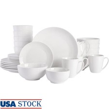 Porcelain Dinnerware Set 6 Coupe 30pc Dishwasher Microwave Safe Elegant BPA Free