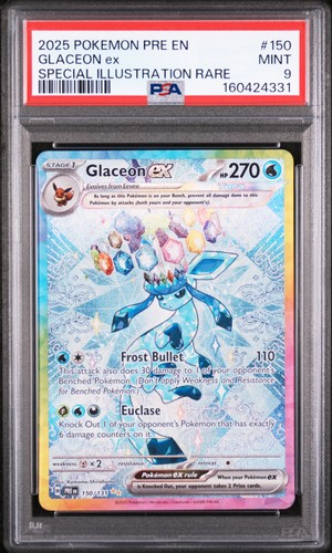 2025 POKEMON PRE EN-PRISMATIC EVOLUTIONS #150 GLACEON EX PSA 9