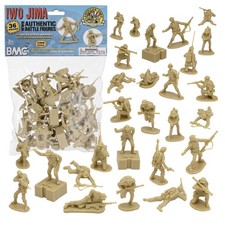 BMC WW2 Iwo Jima US Marines Plastic Army Men - Tan 36pc American Soldier Figu...