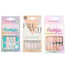 3pack Salon Perfect Press On Nails Modern Nostalgia Y2K Checkers Daisy & French