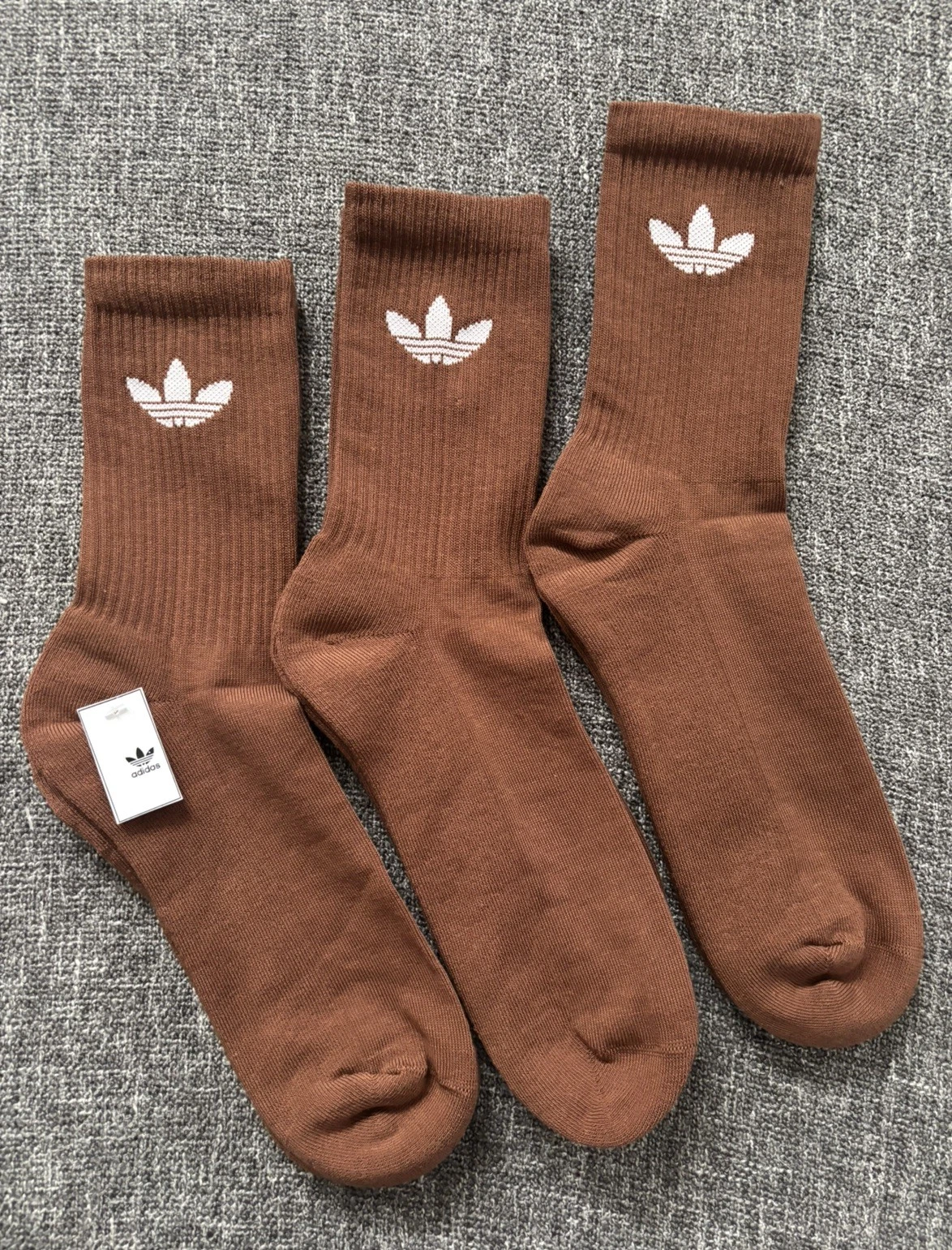 Adidas originals cushioned Cotton Crew Socks Medium 5-9 Uk men woman Brown gift