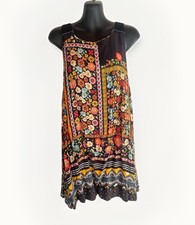 Farm Rio Black Floral Colourful Smock Mini Dress Size P Small