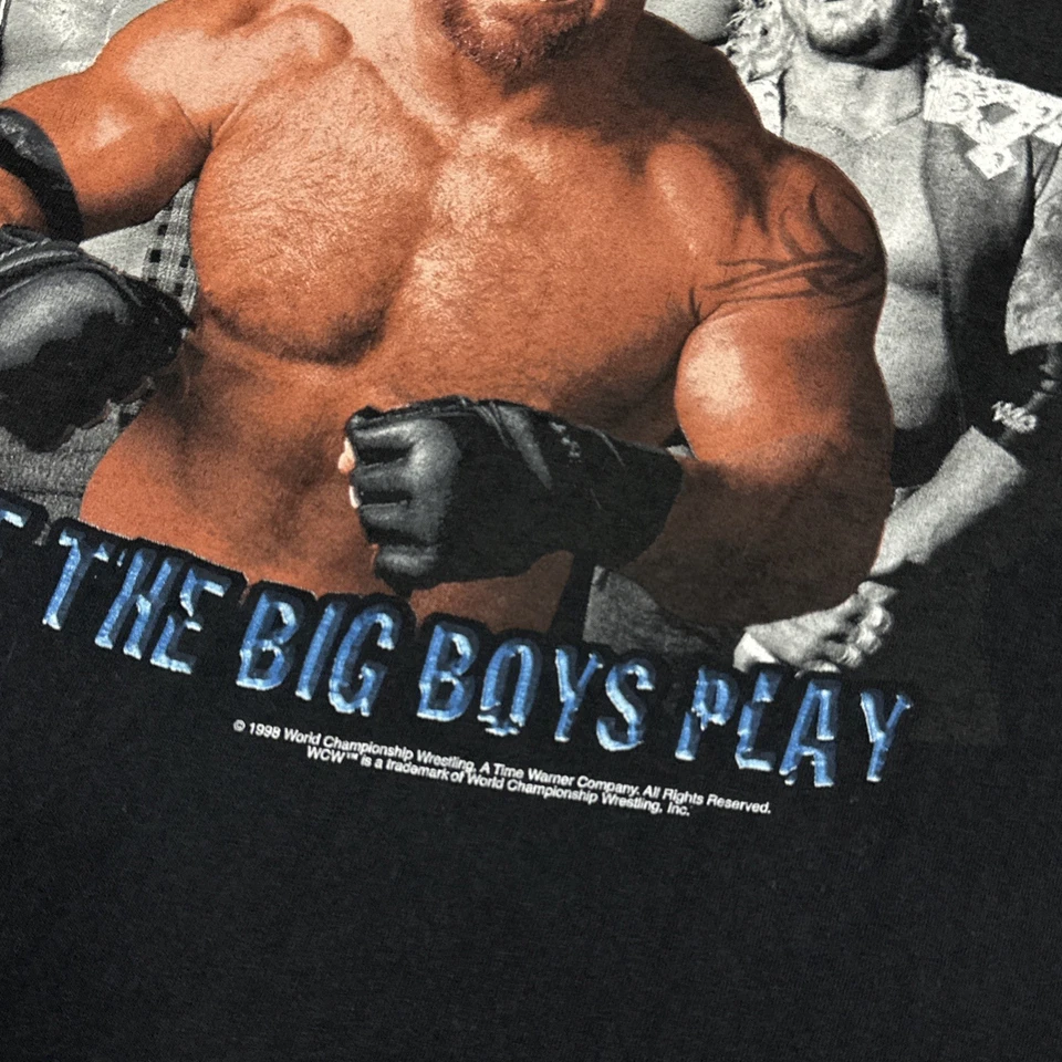 Camiseta de Lucha Libre WCW De Colección Talla Extra Grande Negra Benoit Goldberg DDP Jericho Foto 3 de 4