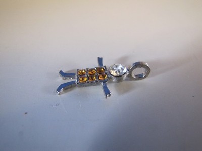 Vtg Birthstone Brats November Topaz Boy Charm Pendant Silver Tone KIS Rhinestone