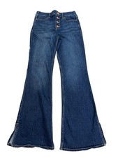 Abercrombie Kids High Rise Flare Pull On Flare Blue Jeans Girls Size 13/14 Reg