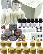 Complete Soy Candle Making Kit with EXTRA 18 Candle Tins, Oils, Wax, Wicks, More